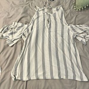 Cold shoulder striped top